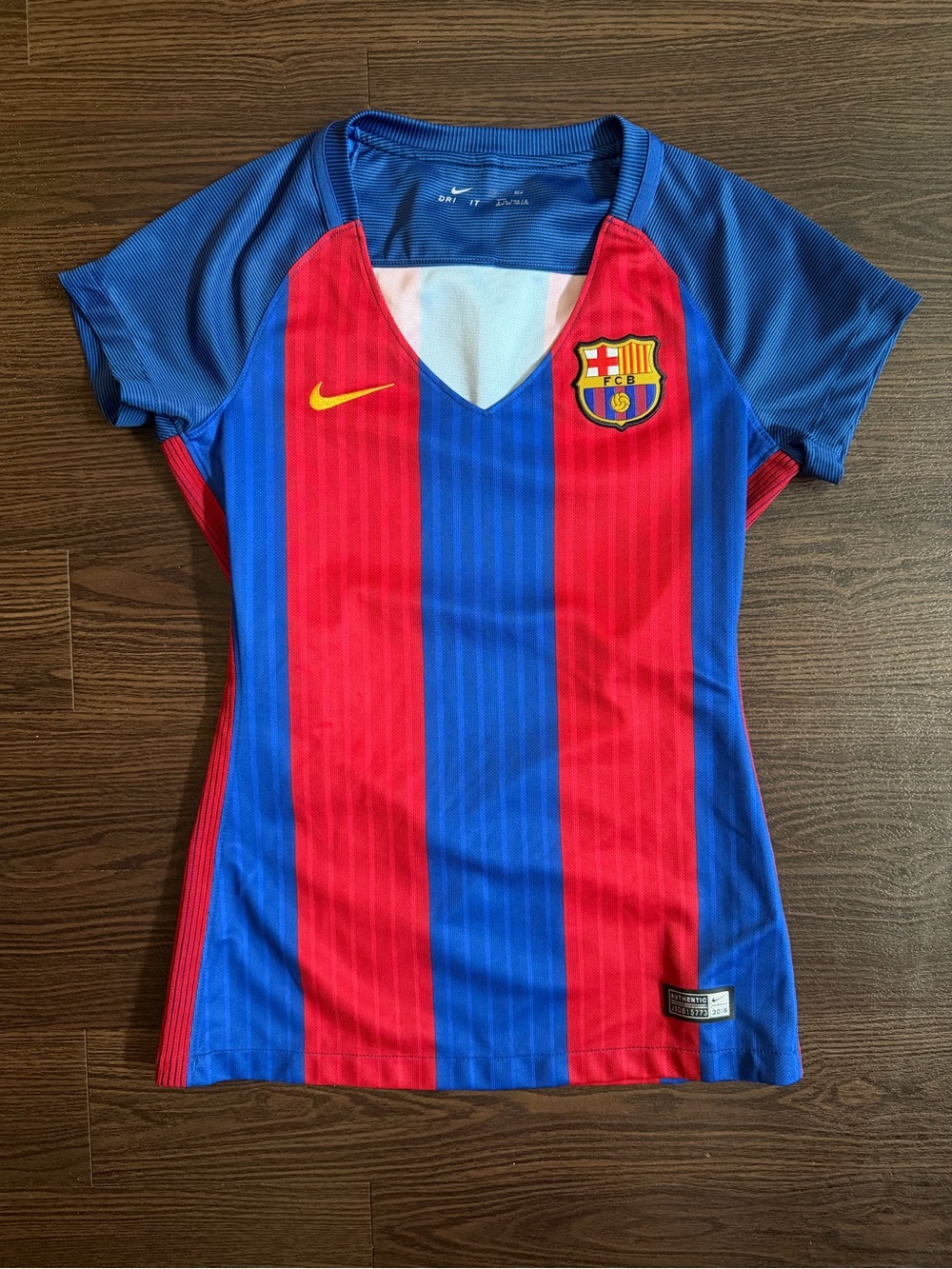 Nike Women's FC Barcelona Jersey - Blue & Red with Yellow Swoosh